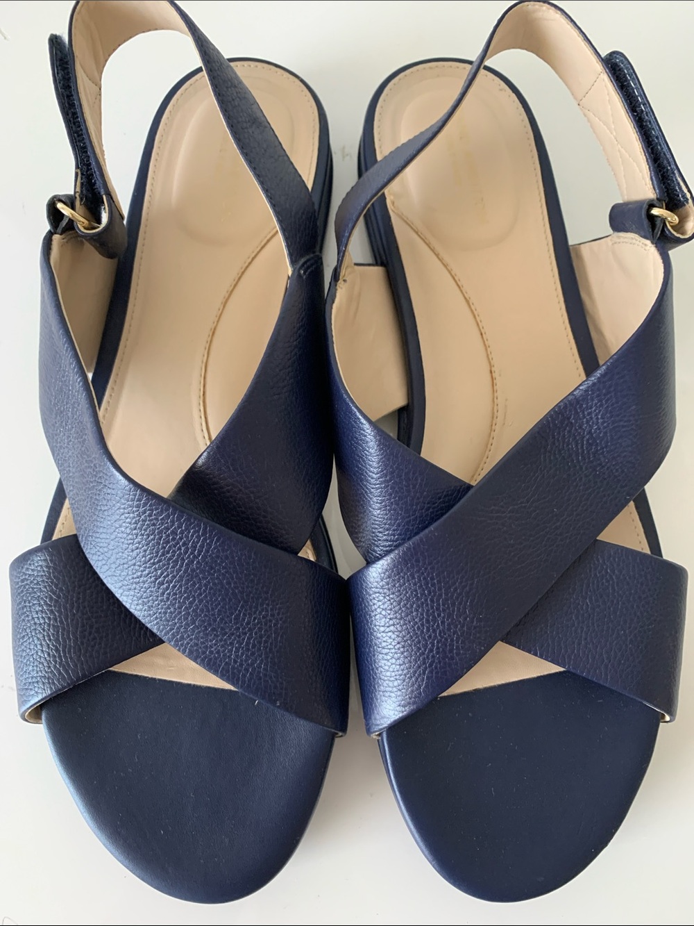 Cole Haan Navy Cross-Band Slingback Sandals Size 10 - Picture 2 of 8